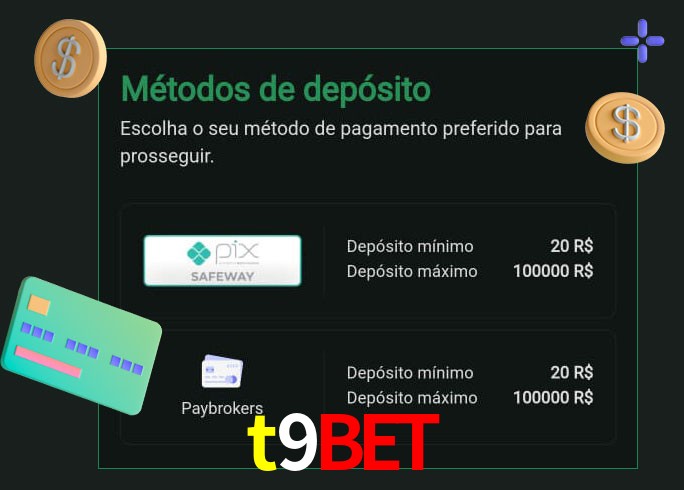 O cassino t9bet oferece uma grande variedade de métodos de pagamento